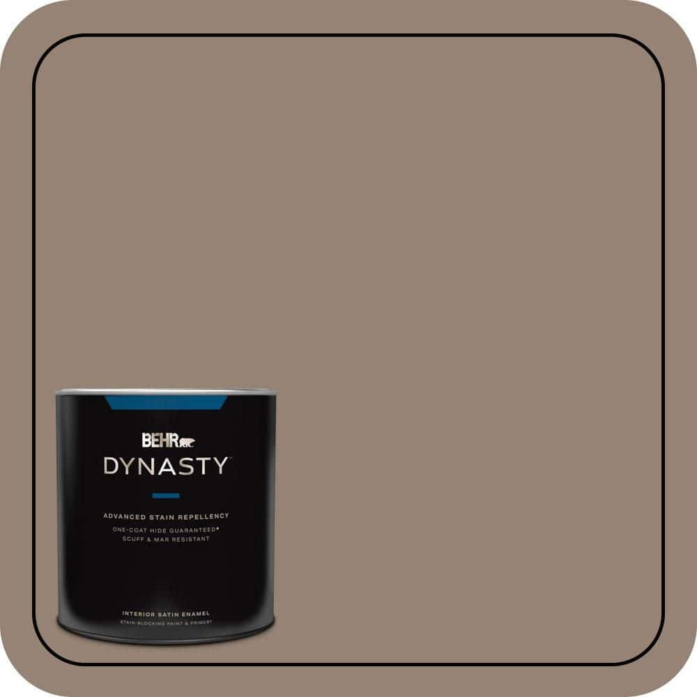 BEHR DYNASTY 1 qt. #N230-5 Dry Brown One-Coat Hide Satin Enamel Interior Stain-Blocking Paint & Primer