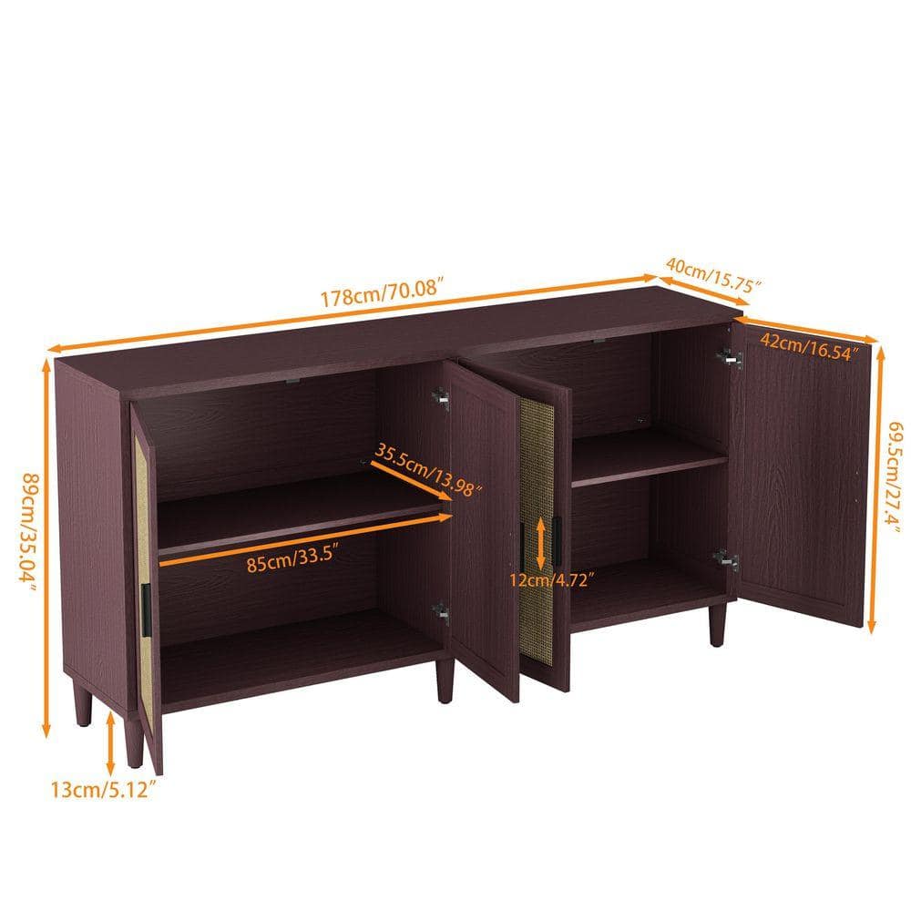 COWLOWN 70.08 in. W x 15.75 in. D x 35.04 in. H Bathroom Brown Linen Cabinet (2)