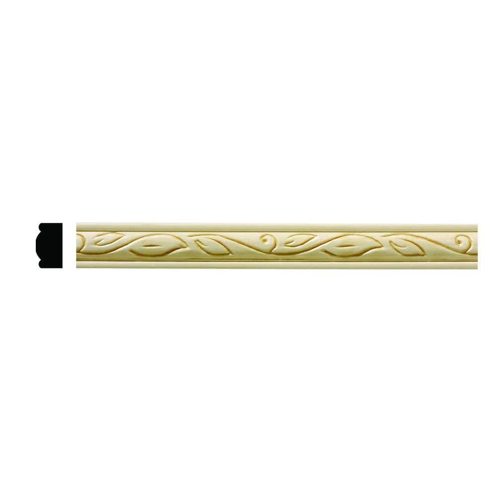 Ornamental Mouldings 7/16 in. x 3/4 in. x 96 in. Hardwood White Unfinished Clean Scroll Trim Moulding