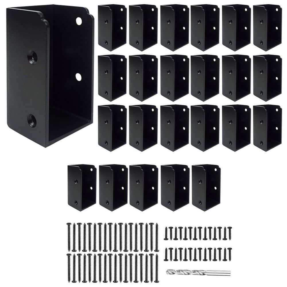 Afoxsos 1.2 Heavy Duty Steel Deck Railing Brackets Connectors Concealed Style for 2 x 4 Wood Posts Fence Porch 24-Pack (1)