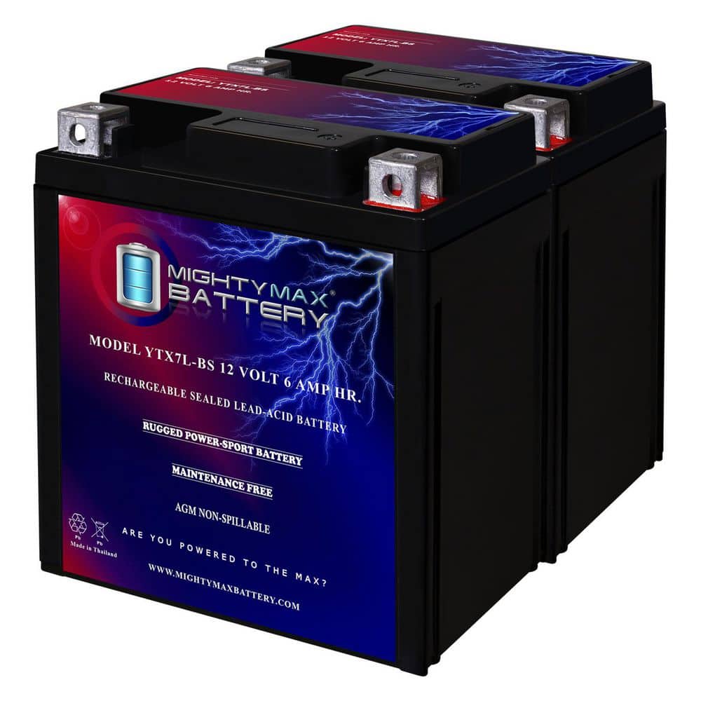 MIGHTY MAX BATTERY YTX7L-BS 12V 6Ah Replacement Battery Compatible with Power Source FTX7L-BS - 2 Pack (1)