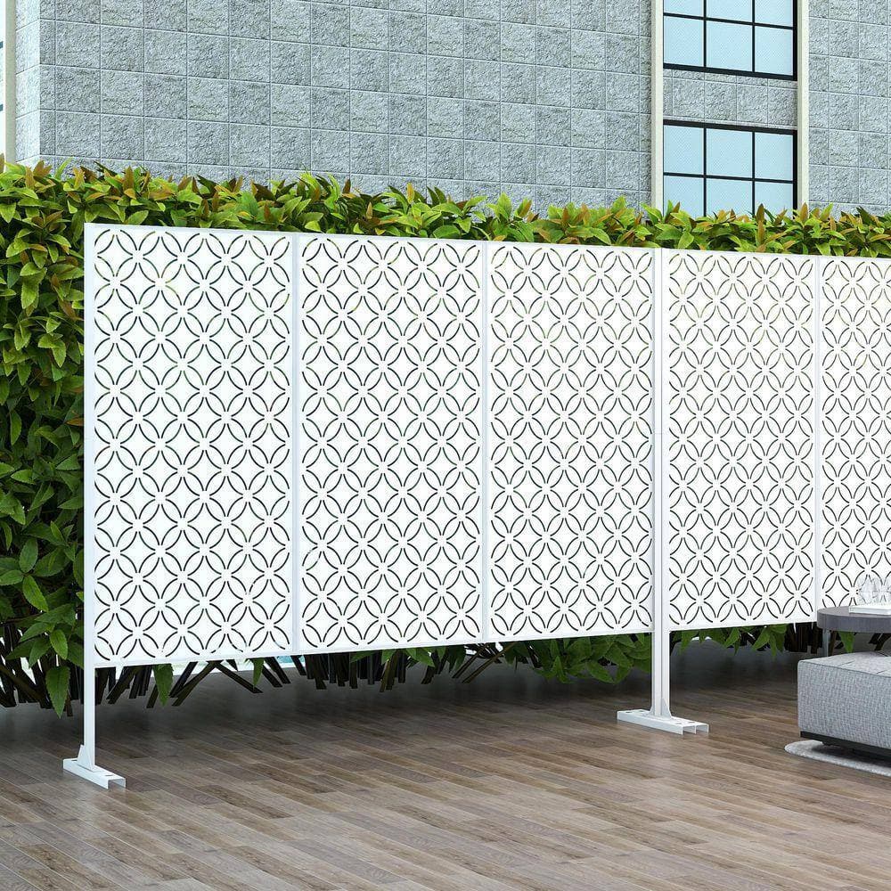PexFix 72 in. x 47 in. White Outdoor Metal Galvanized Privacy Screen Fence Garden Panels (2)