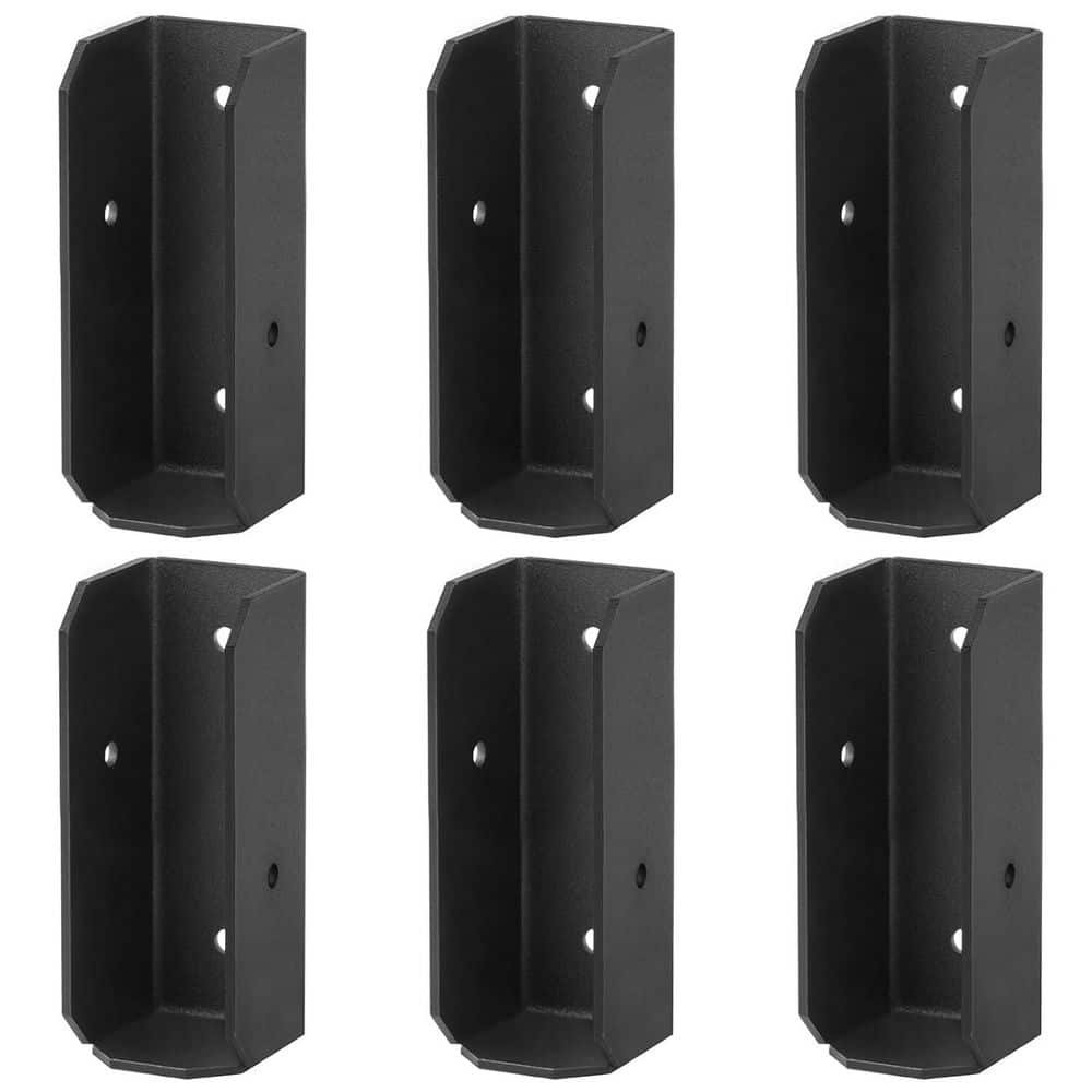 Afoxsos 2 x 6 Black Deck Fence Rail Bracket for Wood U Shape Concealed Joist Hanger 11 Gauge Carbon Steel 6 Pack (1)