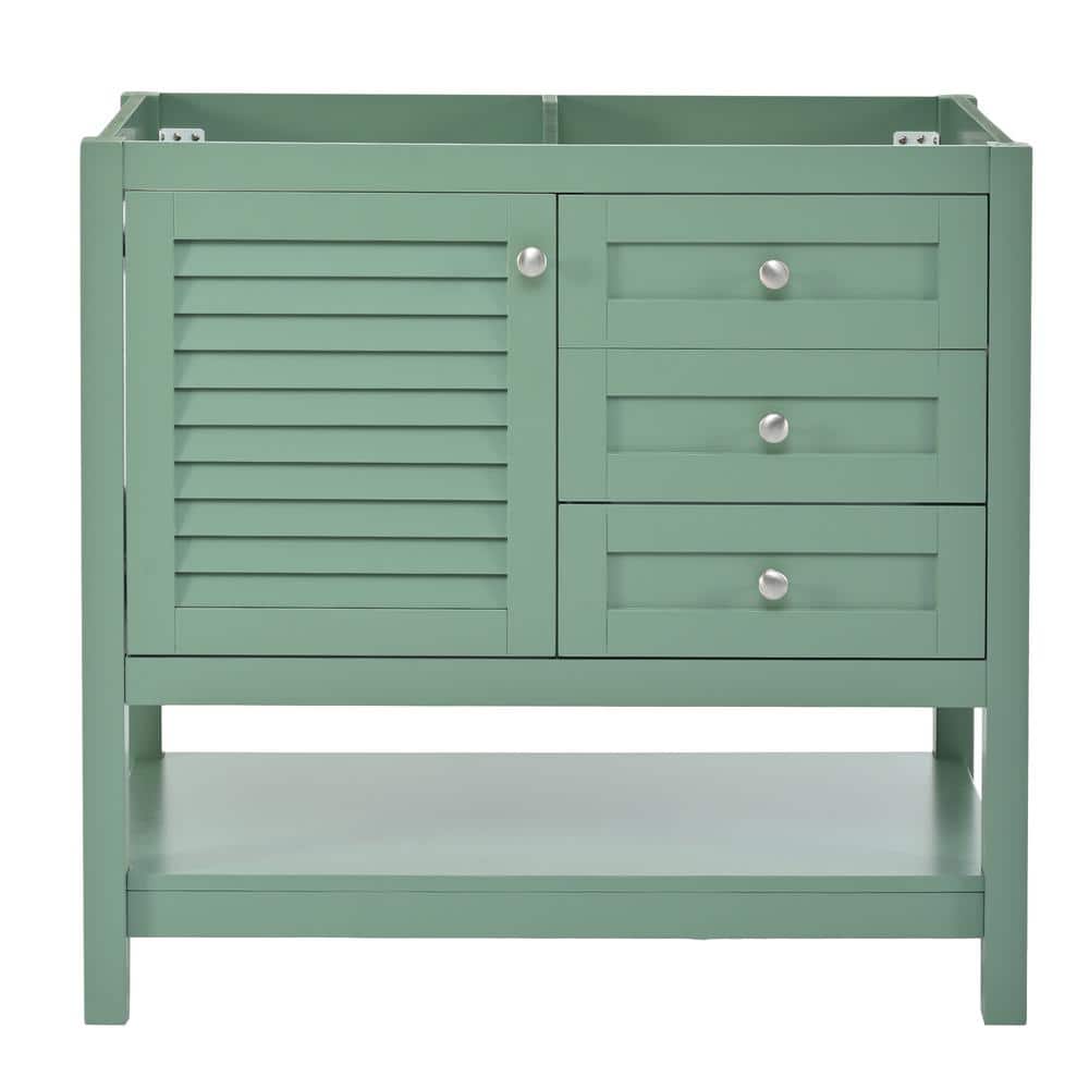 Lycvki 35.03 in. W x 17.91 in. D x 33.07 in. H Bath Vanity Cabinet without Top with 2-Drawers and Soft Closing Doors in Green (1)