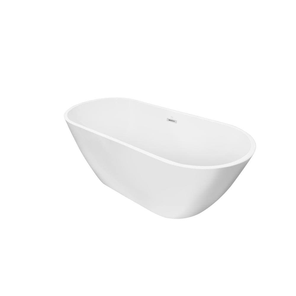 Unbranded 66.93 in. Acrylic Flatbottom Non-Whirlpool Bathtub in White (3)