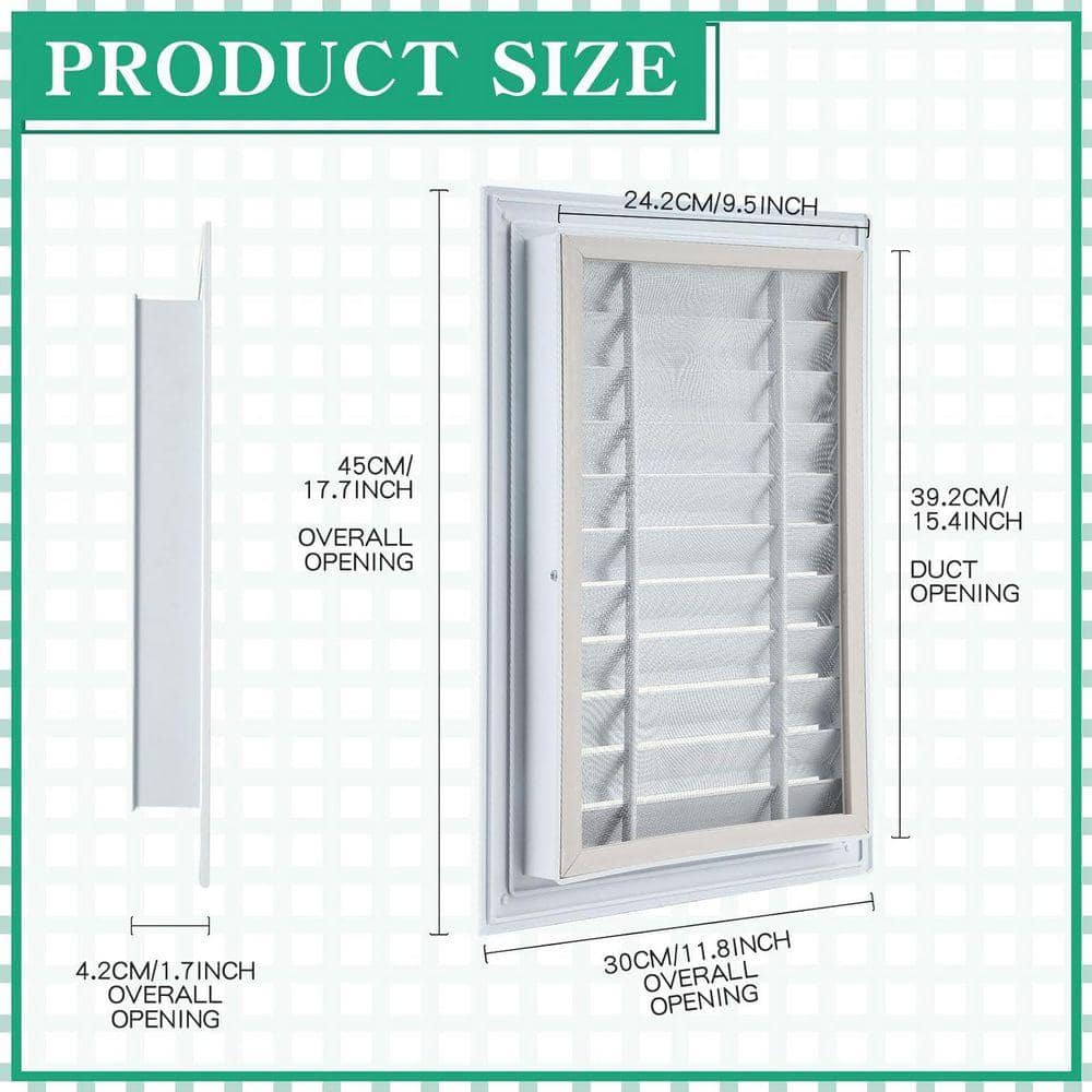 KIWDZFU 12 x 18 White Aluminum Alloy Gable Vent with Screen Easy Install for Shed Attic Exterior Wall Ventilation (2)