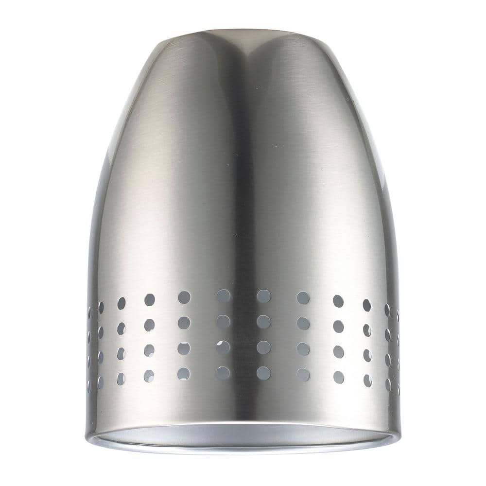 PRIVATE BRAND UNBRANDED 6.4 in. Brushed Nickel Metal Dome Shaped Replacement Pendant Shade with 2.25 in. Neckless Fitter (2)