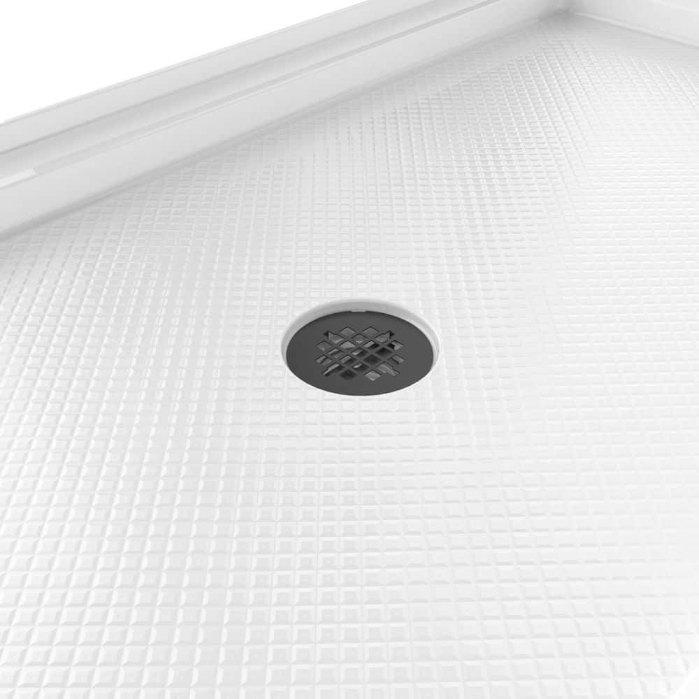 DreamLine SlimLine 54 in. L x 36 in. W Alcove Rectangular White Shower Pan Base with 2 in. Round Center Drain in Matte Black (3)