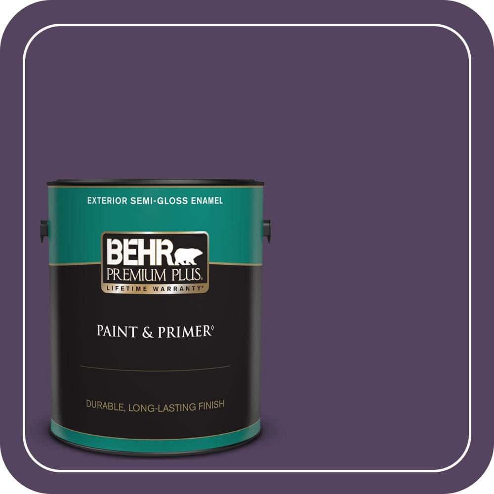 BEHR PREMIUM PLUS 1 gal. #S-H-670 Plum Semi-Gloss Enamel Exterior Paint & Primer