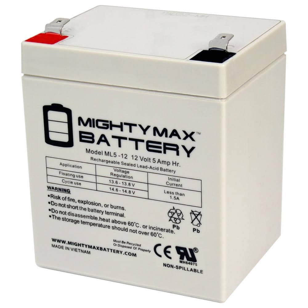 MIGHTY MAX BATTERY 12V 5Ah F2 SLA Replacement Battery for Universal Power UB1250 (1)