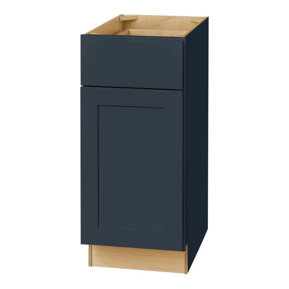 Hampton Bay Avondale 15 in. W x 24 in. D x 34.5 in. H Ready to Assemble Plywood Shaker Base Kitchen Cabinet in Ink Blue
