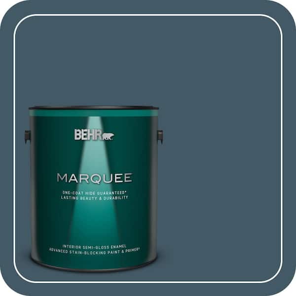 BEHR MARQUEE 1 gal. #S480-7 Midnight in the Tropics One-Coat Hide Semi-Gloss Enamel Interior Paint & Primer (2)