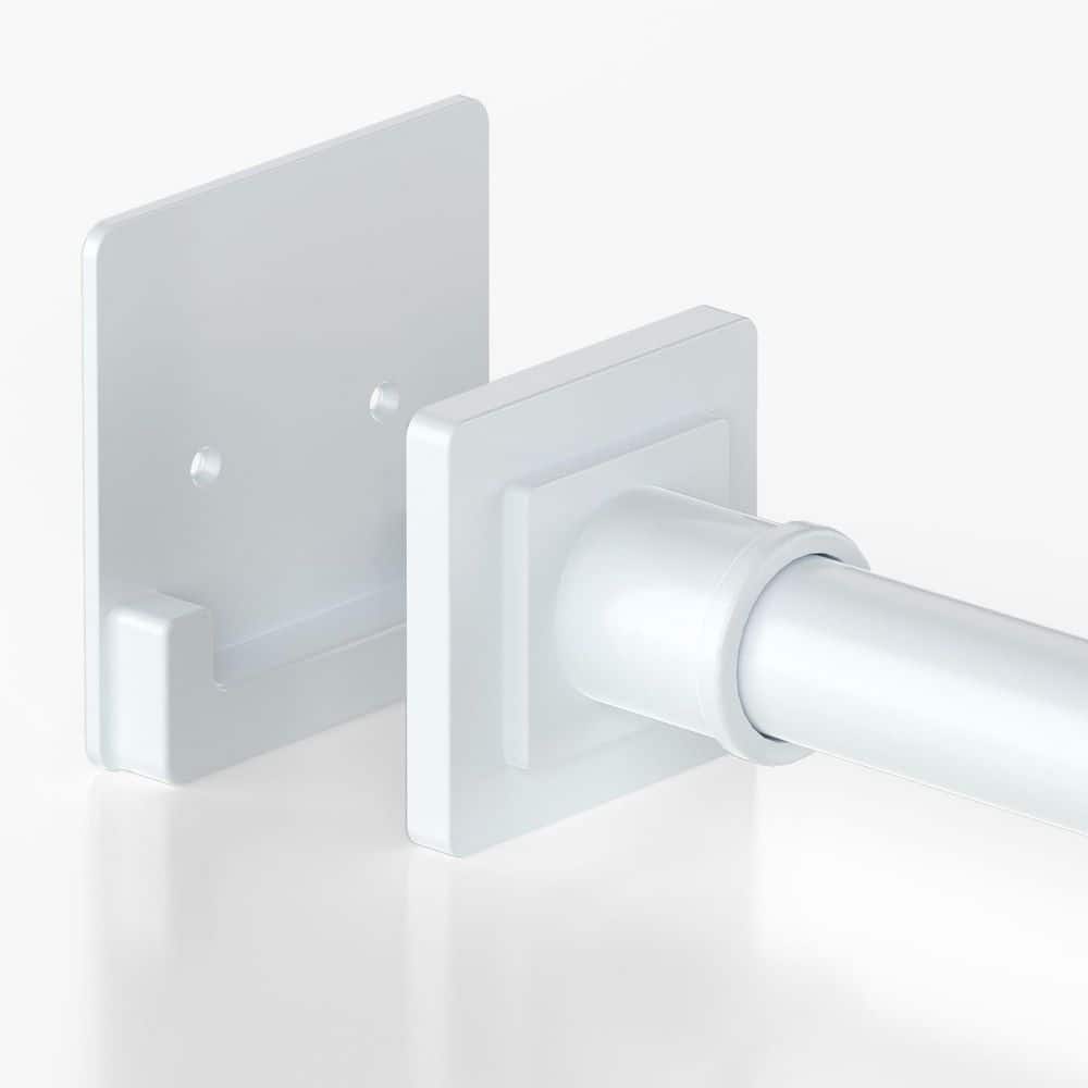 Numhew 68 in. Stainless Steel Adjustable Tension Shower Curtain Rod in White with Holders for Bathroom, Windows, Closet (1)