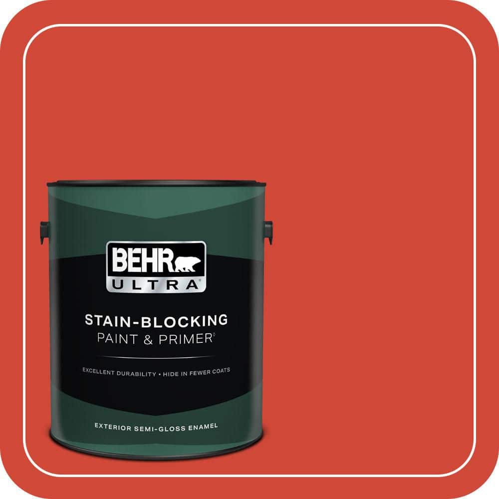 BEHR ULTRA 1 gal. #P180-7 Top Tomato Semi-Gloss Enamel Exterior Paint & Primer