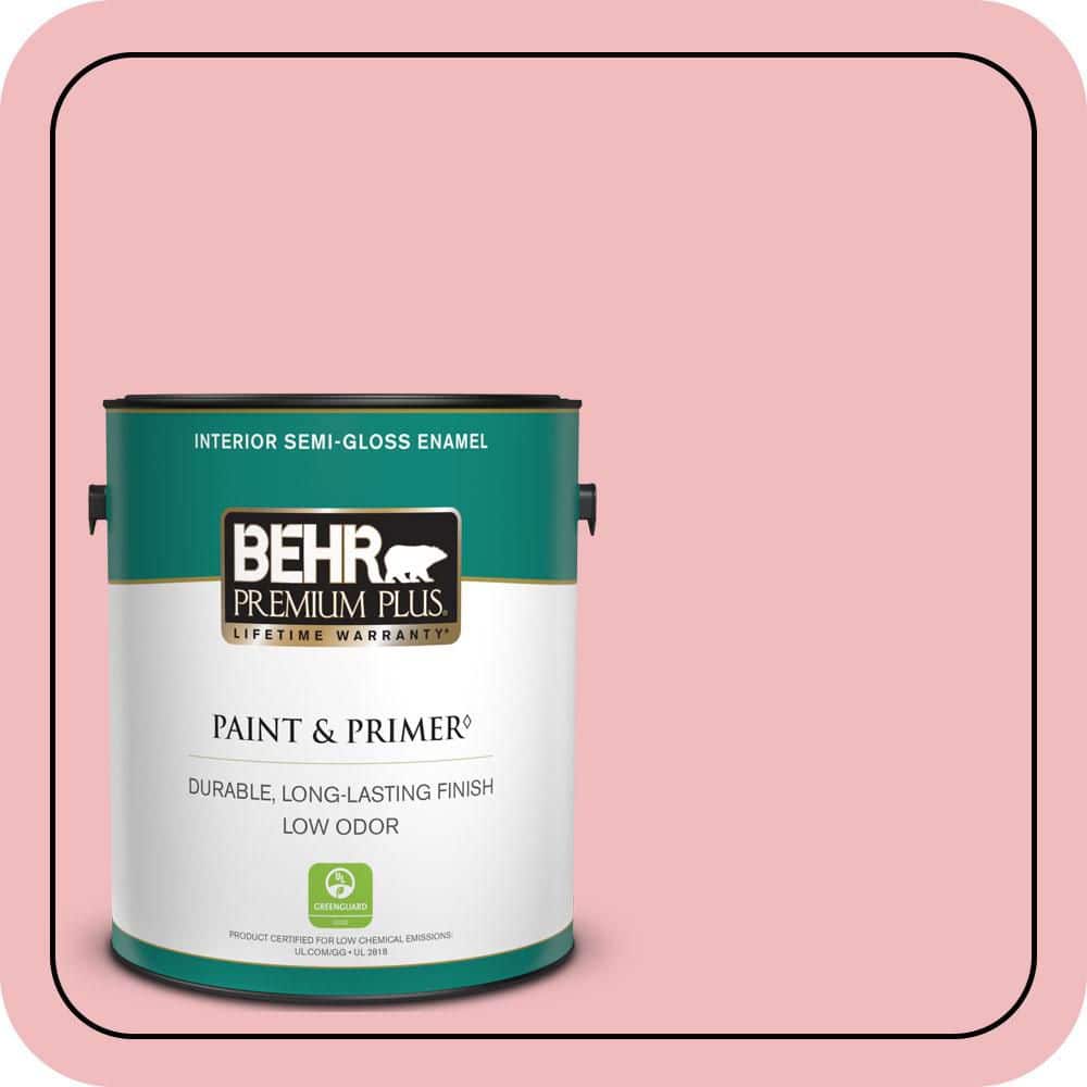 BEHR PREMIUM PLUS 1 gal. #P160-2 Blush Rush Semi-Gloss Enamel Low Odor Interior Paint & Primer