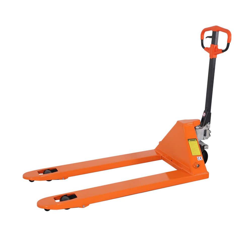 TORY CARRIER Orange 5,500 lbs. Industrial Pallet Truck 48 x 27 in. Manual Pallet Jack w/ 3.0 in. Fork Lowered Height and Nylon Wheels (1)