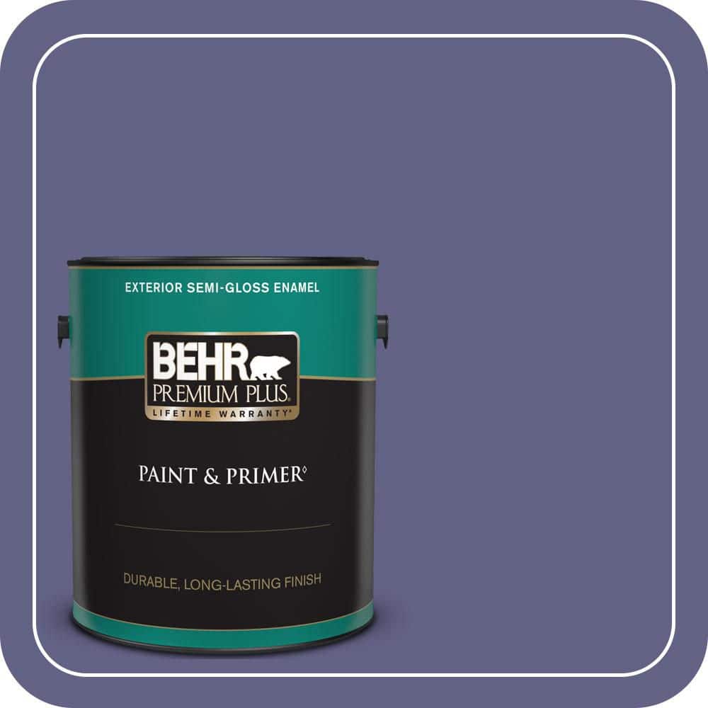 BEHR PREMIUM PLUS 1 gal. #640D-7 Pharaoh Purple Semi-Gloss Enamel Exterior Paint & Primer