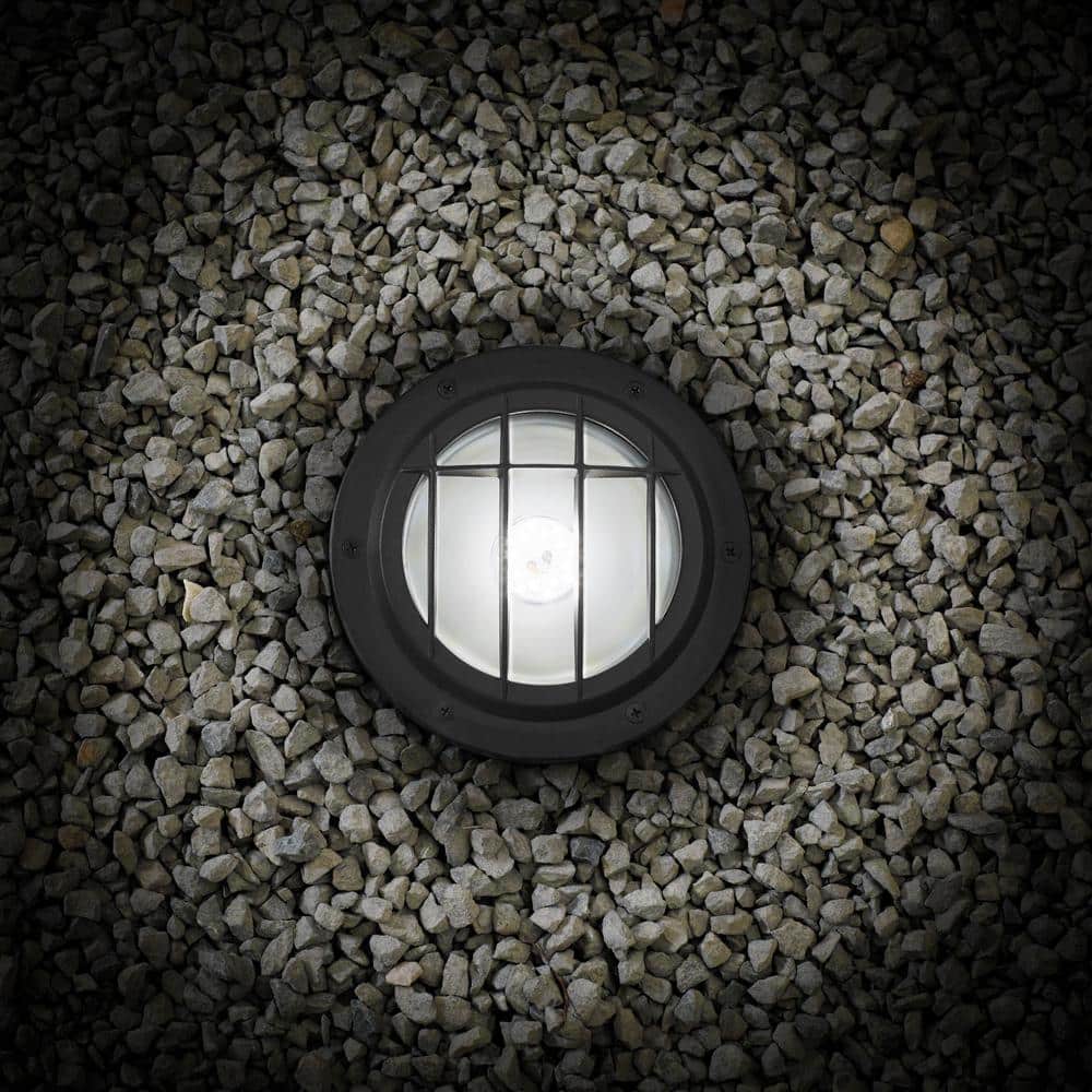 Hampton Bay Low Voltage 500 Lumens Black Outdoor Integrated LED In Ground Well Light; Weather/Water/Rust Resistant (4)