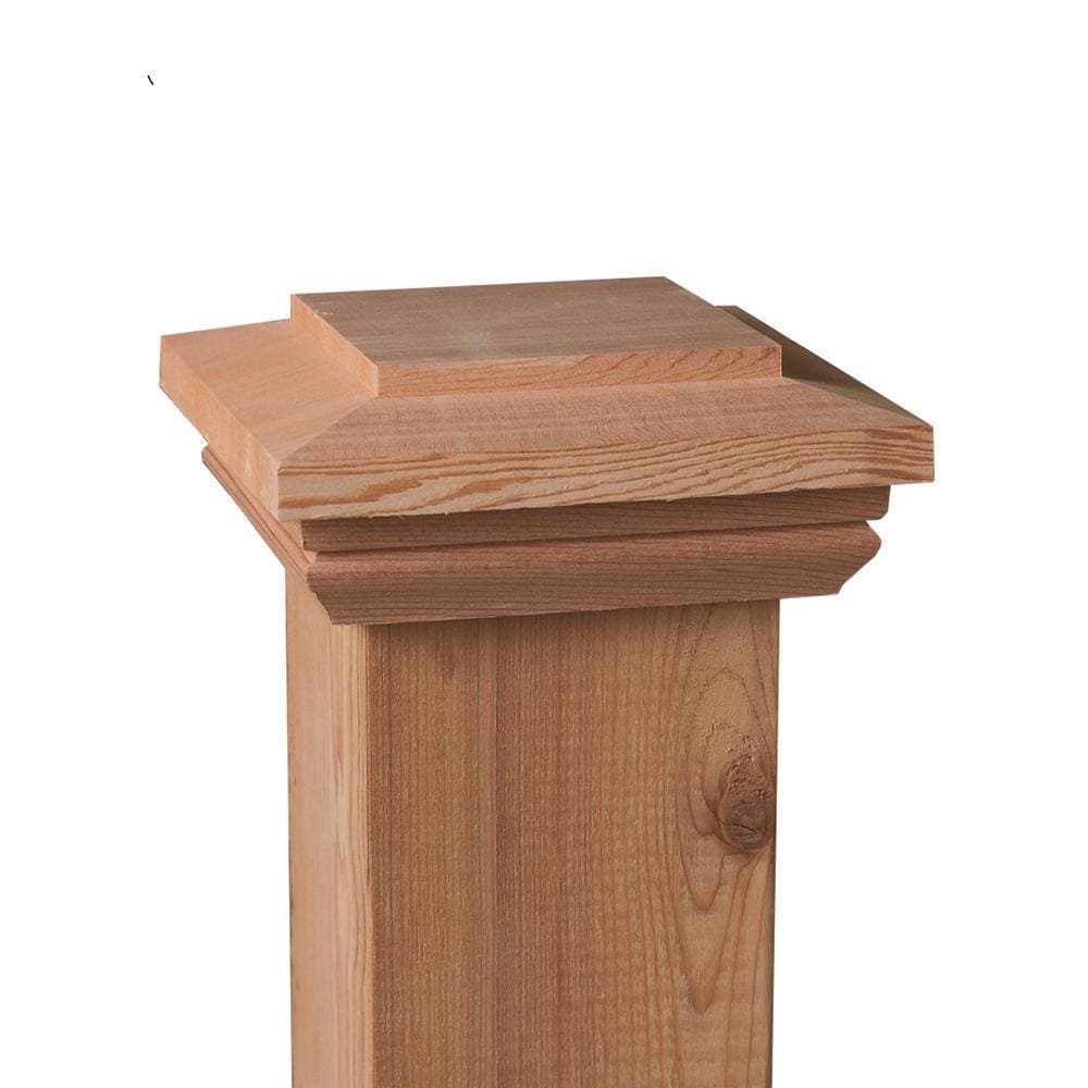 Unbranded Hatteras 4 in. x 4 in. Redwood-Stained Wood Flat-Top Post Cap (3)
