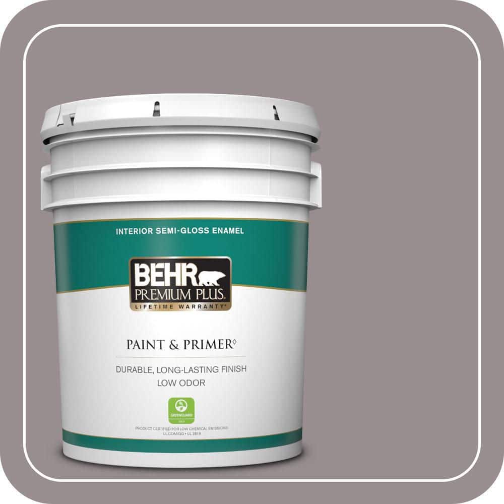 BEHR PREMIUM PLUS 5 gal. #QE-60 Heather Moor Semi-Gloss Enamel Low Odor Interior Paint & Primer