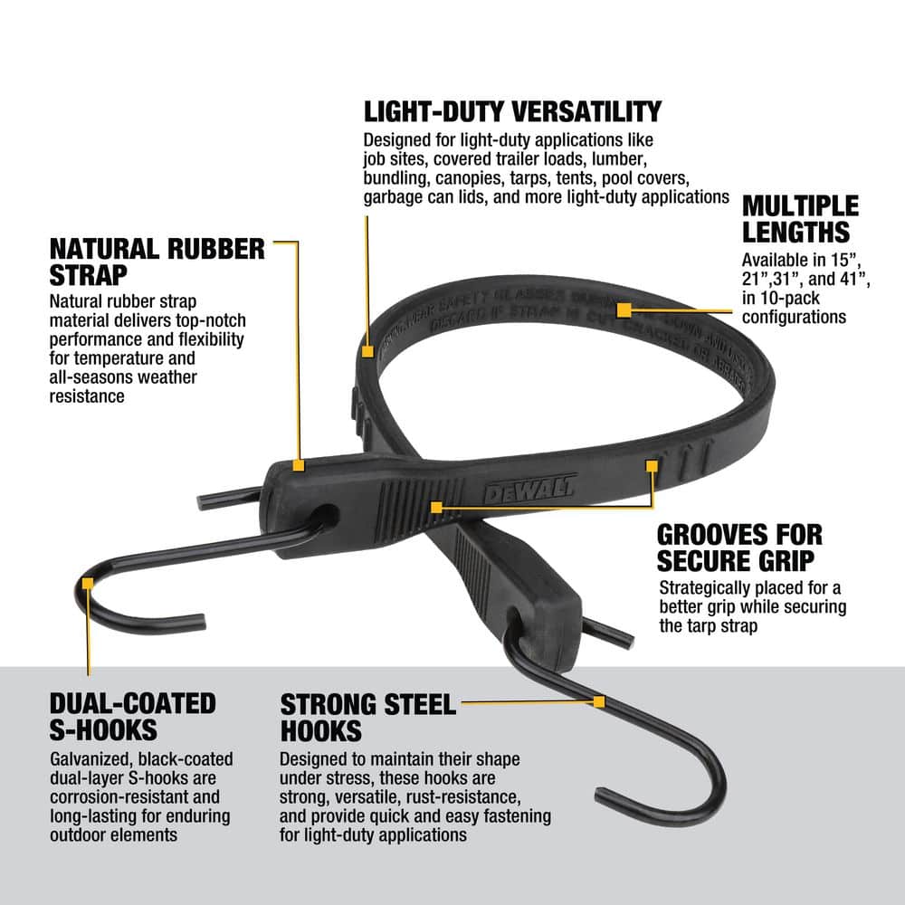 Unbranded DEWALT 21 in. Tarp Straps 10PK (2)