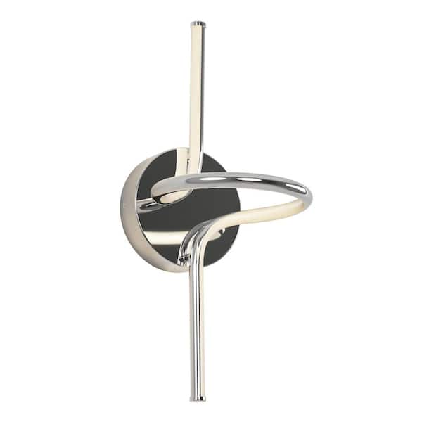 Artika Swirl Mini 8.9 in. 1-Light Chrome Modern Dimmable Integrated LED 3 CCT Wall Sconce for Bathroom