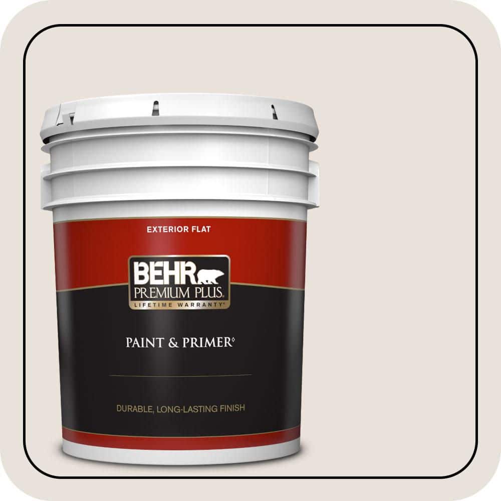 BEHR PREMIUM PLUS 5 gal. #N180-1 Barely Brown Flat Exterior Paint & Primer