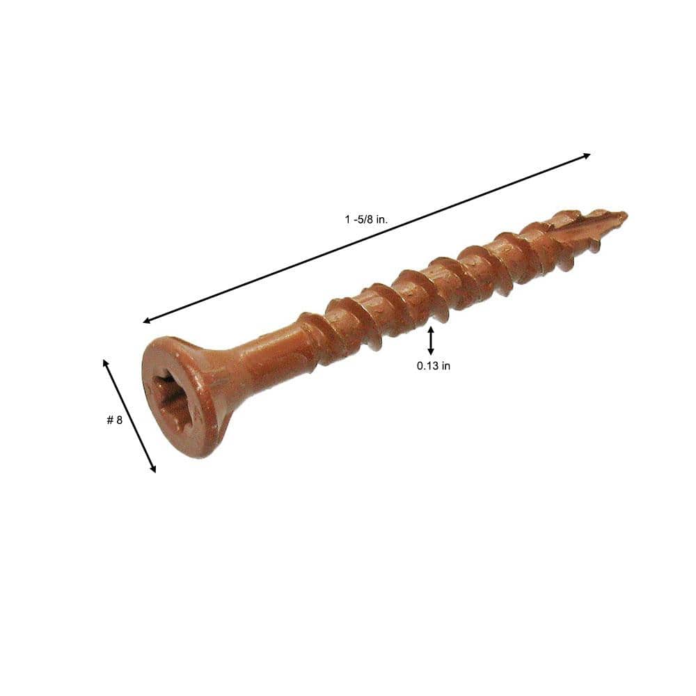 DECKMATE #8 x 1-5/8 in. Red Exterior Self-Starting Torx Flat-Head Wood Deck Screws (25 lb./1543-Piece) (3)