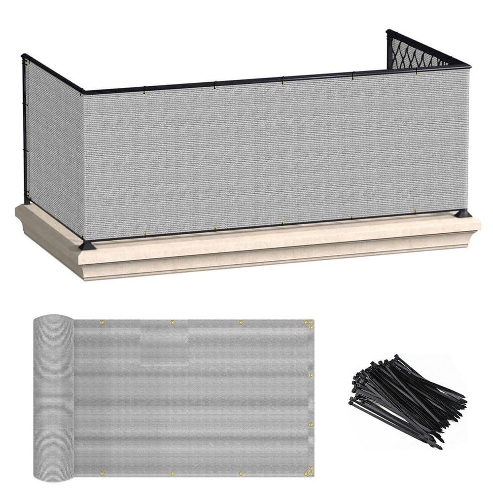 ECOOPTS 3 ft. x 50 ft. HDPE Balcony Privacy Fence Screen, UV Protection for Decorative, Privacy, Garden, Pool, Gray