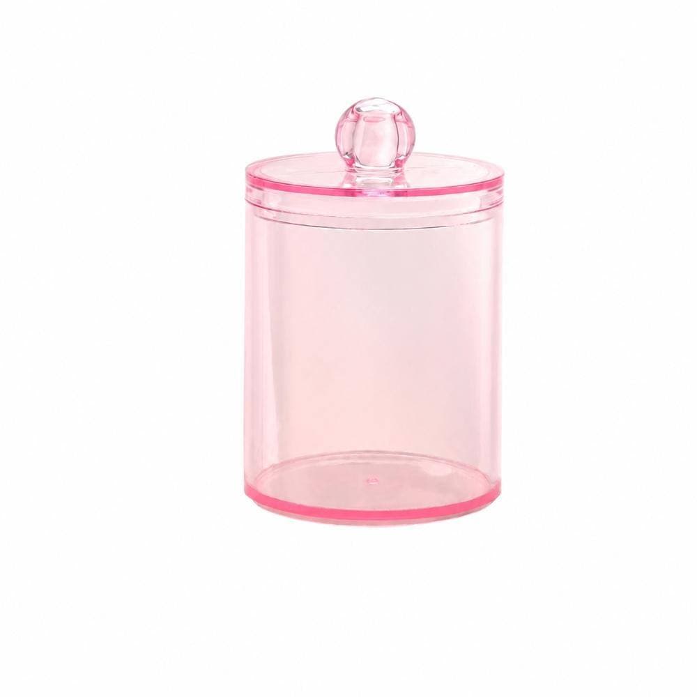 Unbranded Three Pack Cotton Swab Jar Holder 10 Oz Apothecary Pink Makeup Organizer for Bathroom Storage Jars Set (2)