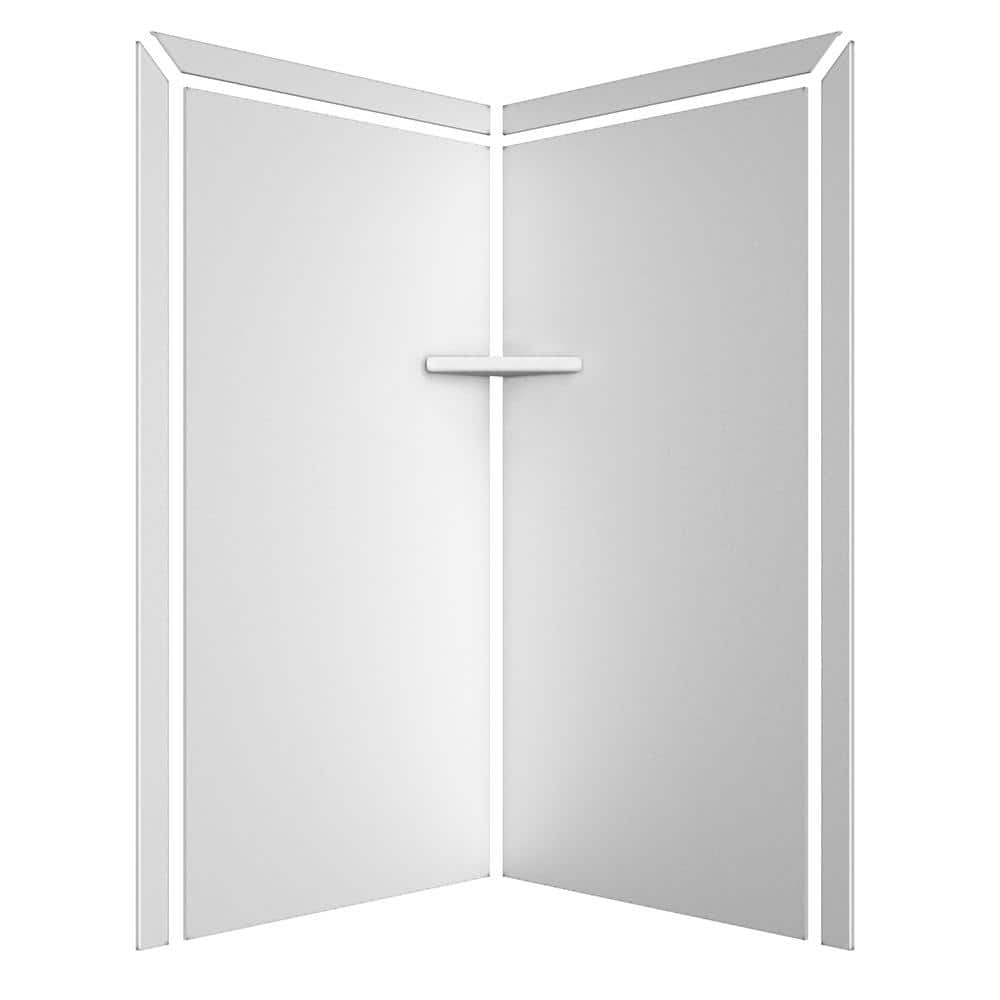 FlexStone Splendor 40 in. x 40 in. x 80 in. 7-Piece Easy Up Adhesive Corner Shower Wall Surround in White (2)