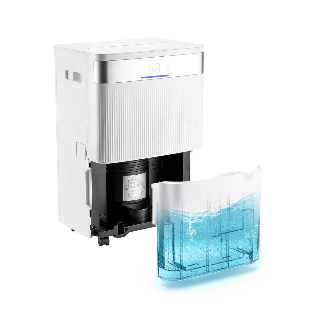 Bunpeony 80-Pint Dehumidifier for Home and Basement with Drain Hose LED Display Low Noise 24h Timer White (2)