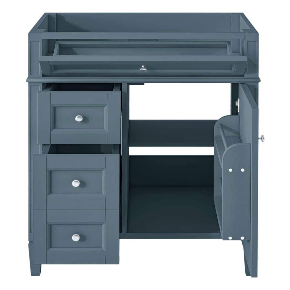 COWLOWN 30 in. Bath Vanity Cabinet without Top in Blue with 2-Drawers and a Tip-out Drawer (3)