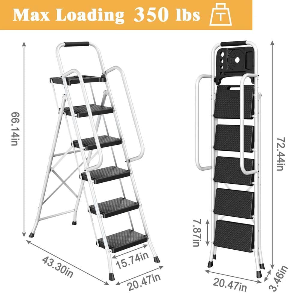 Unbranded 5.5 ft. Reach Aluminum Folding Telescoping Multi-Position Load Capacity 350 lbs. ANSI Ladder Rating (2)