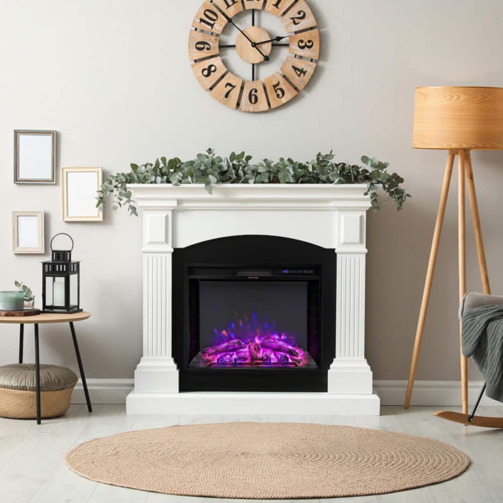 Clihome 26 in. Recessed Electric Fireplace ETL Certificated Fireplace Insert Heater -with Adjustable Flame Brightness in Black (3)