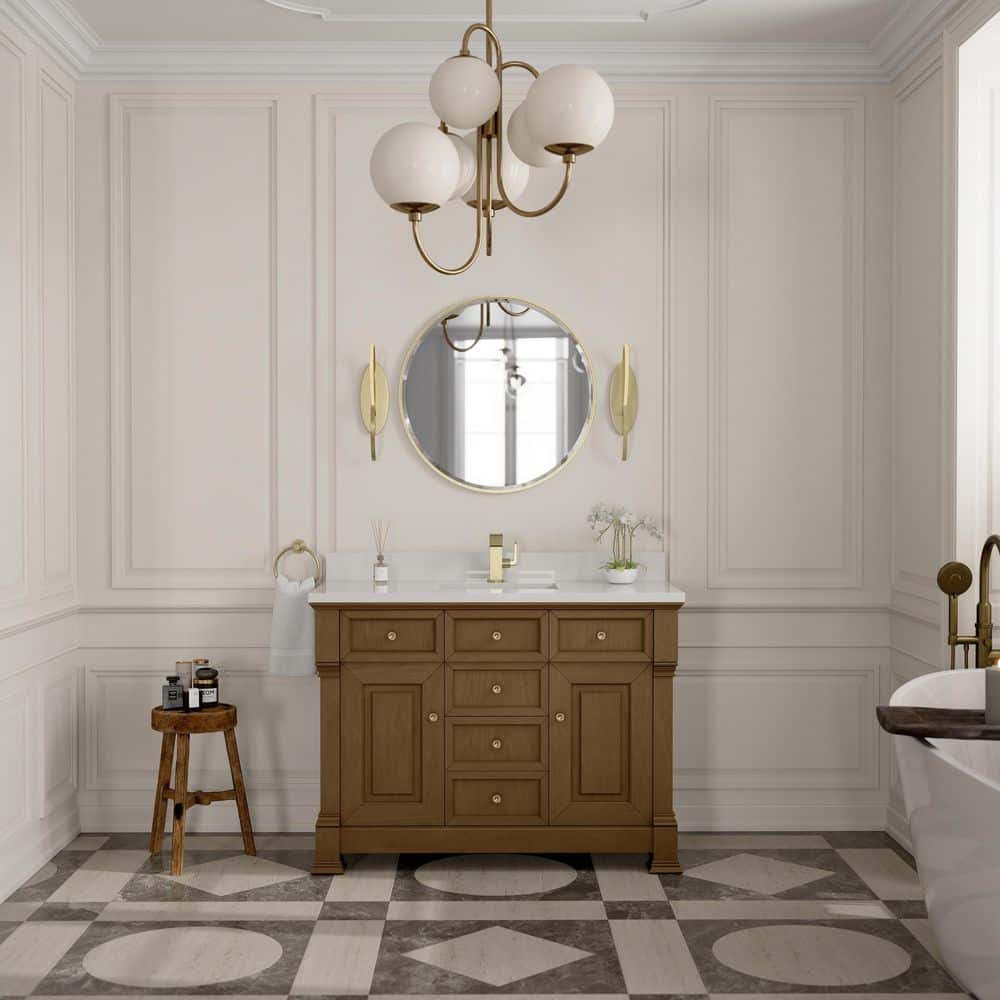 James Martin Vanities Brookfield 47.8 in. W x 23.4 in. D x 34.8 in. H Single Bath Vanity Cabinet Without Top in Honey Oak (1)