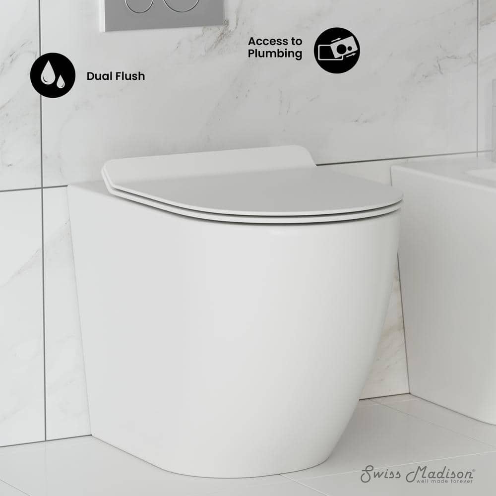 Swiss Madison St. Tropez Toilet Bowl Only with Black Hardware Back to Wall (2)