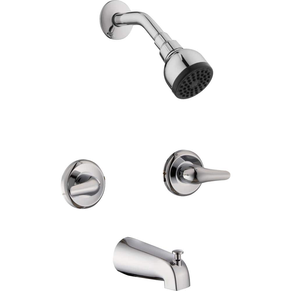 Glacier Bay Aragon Double Handle 1-Spray Tub and Shower Faucet 1.8 GPM in Chrome (Valve Included) (1)