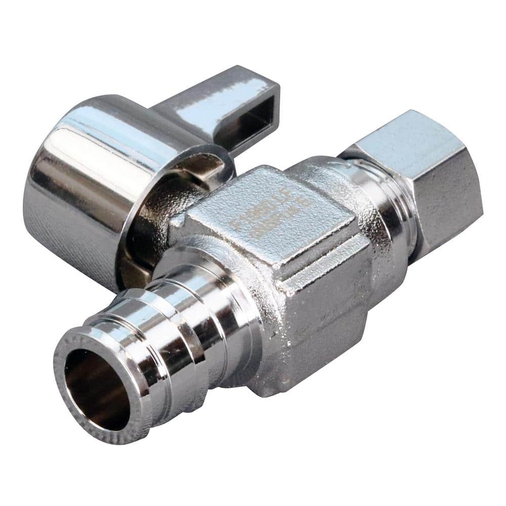 Apollo . Chrome-Plated Brass PEX-A Expansion Barb 3/8 in. Compression Quarter-Turn Stop Valve (4)