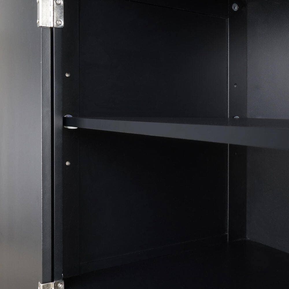 Timussi 23 in. W x 16 in. D x 61 in. H Black MDF Linen Cabinet with 2-Drawers and Adjustable Shelves in Black (3)