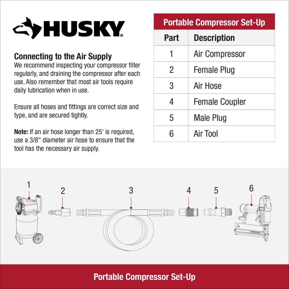 Husky 27 Gal. 200 PSI Oil Free Portable Vertical Electric Air Compressor (3)