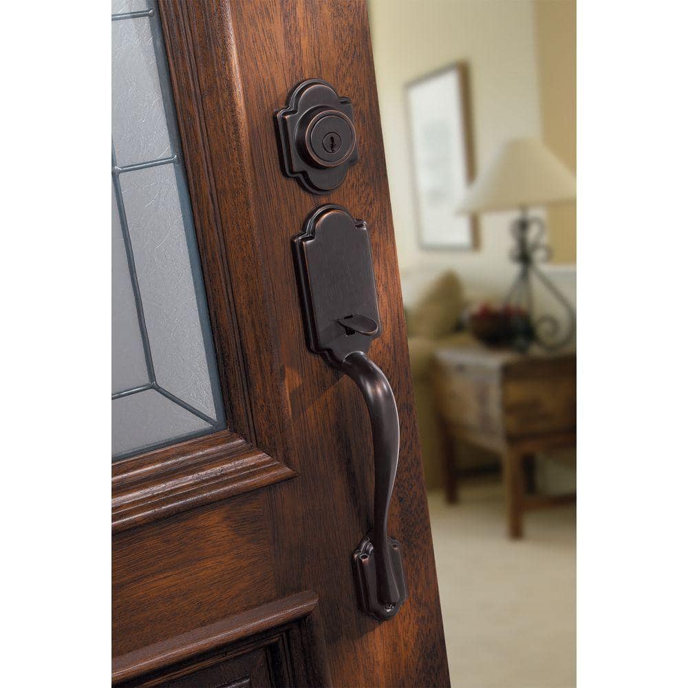 Kwikset Arlington Venetian Bronze Single Cylinder Door Handleset with Tustin Door Handle Featuring SmartKey Security (2)