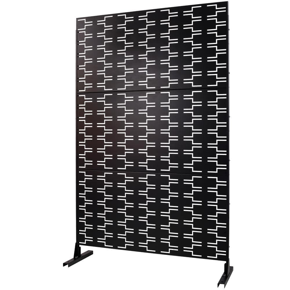 Sudzendf Outdoor and Indoor Freestanding Decorative Privacy Screen Metal Privacy Screen, Fence Panels in Black (1)