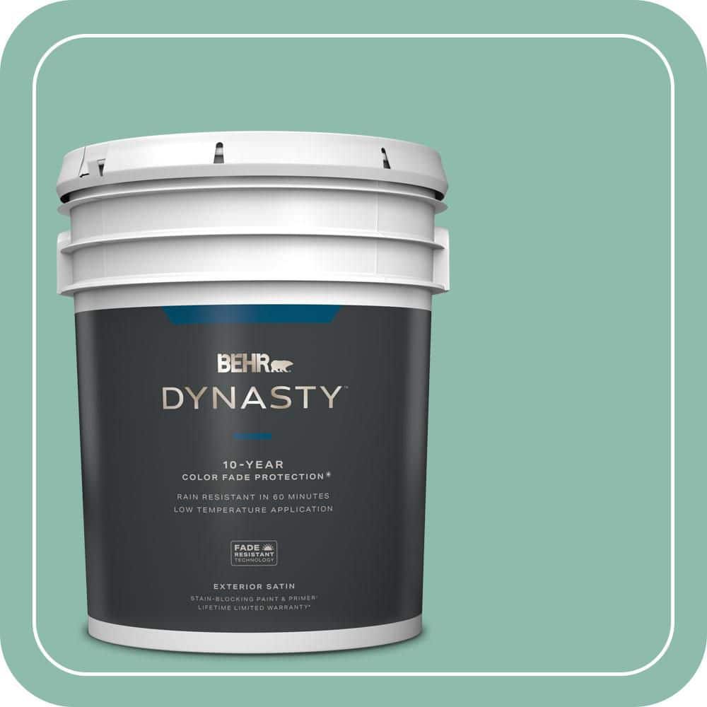BEHR DYNASTY 5 gal. #MQ6-37 Mild Evergreen Satin Enamel Exterior Stain-Blocking Paint & Primer