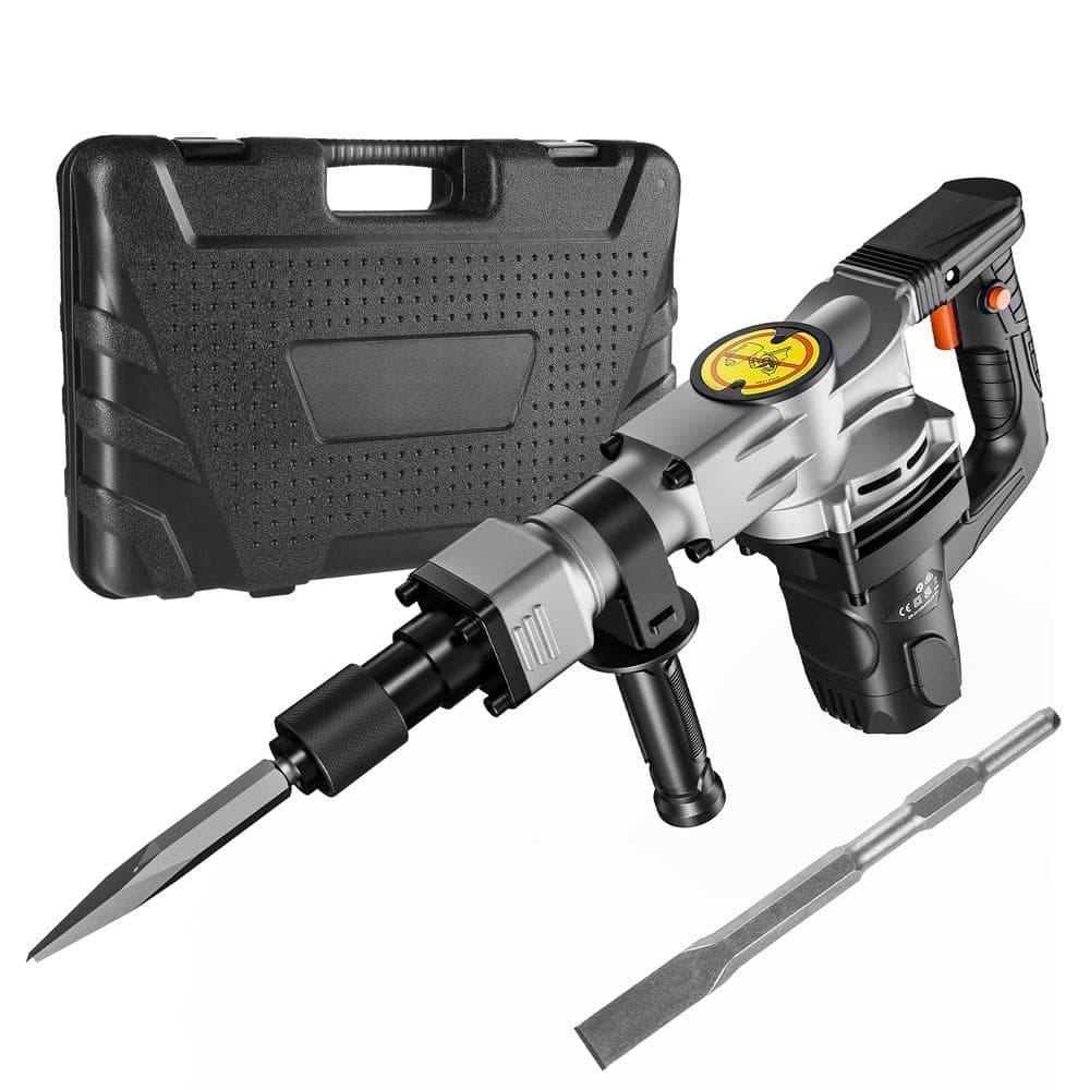 VEVOR Demolition Jack Hammer, 19 .69 x 13.39 in. 1400W Electric Jackhammer Heavy Duty, 2pcs Chisels Bits Chipping with Case