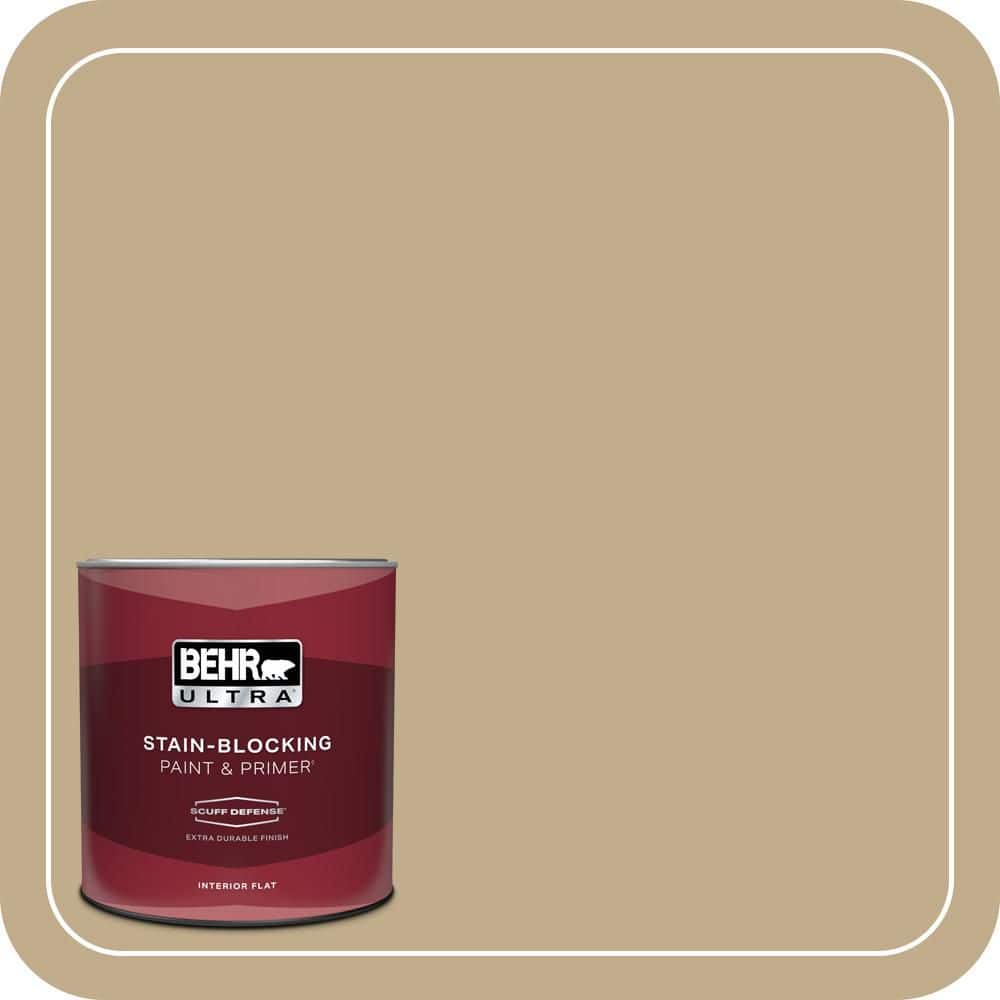 BEHR ULTRA 1 qt. #PPU7-21 Woven Straw Extra Durable Flat Interior Paint & Primer