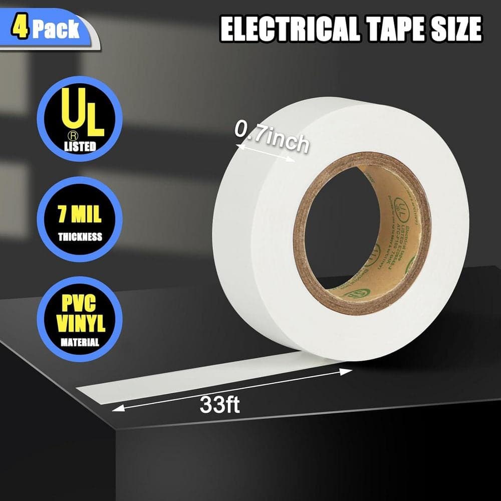 Yichuhaoxi 0.7 in. x 33 ft. Electrical Tape White and Black 4-Pack Multi-Colored UL Approved Flame Retardant Waterproof (2)