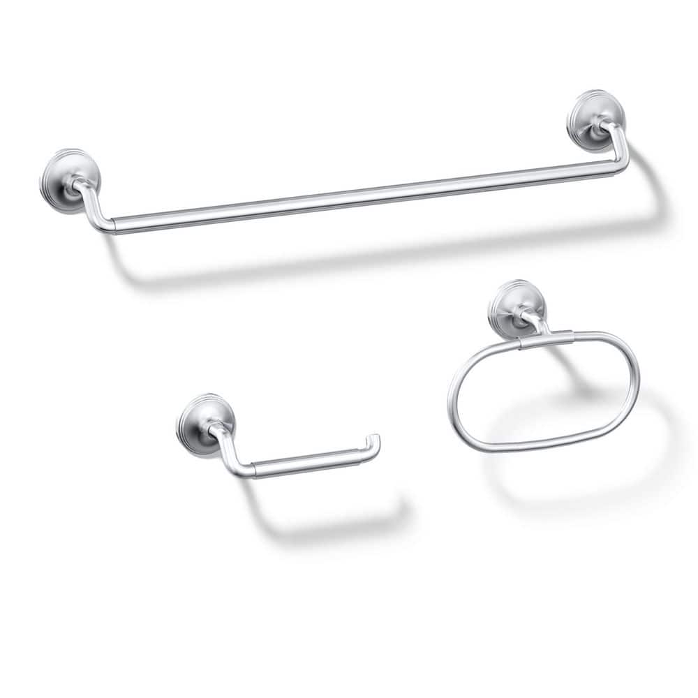 KOHLER Paces 3-Piece Bath Hardware Set Towel Bar, Toilet Paper Holder and Hand Towel Holder (1)