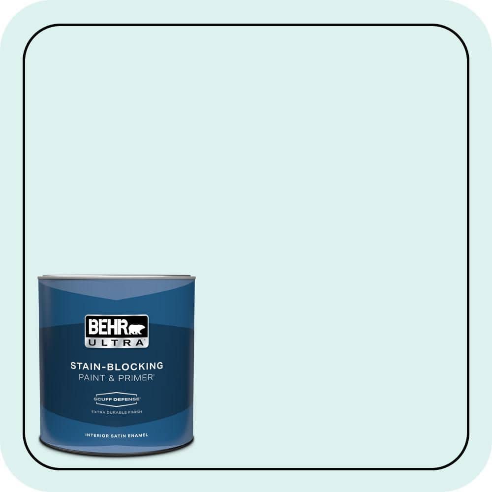 BEHR ULTRA 1 qt. #500C-2 Aqua Pura Extra Durable Satin Enamel Interior Paint & Primer