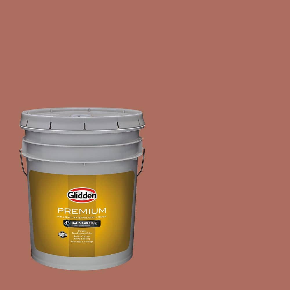Glidden Premium 5 gal. PPG1066-6 Amaretto Semi-Gloss Exterior Latex Paint